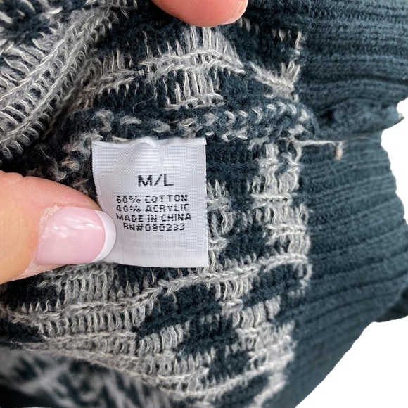 Roxy‎ Blue Green Gray Aztec Tribal Long Line Boyfriend Open Cardigan Size M/L - Picture 5 of 8